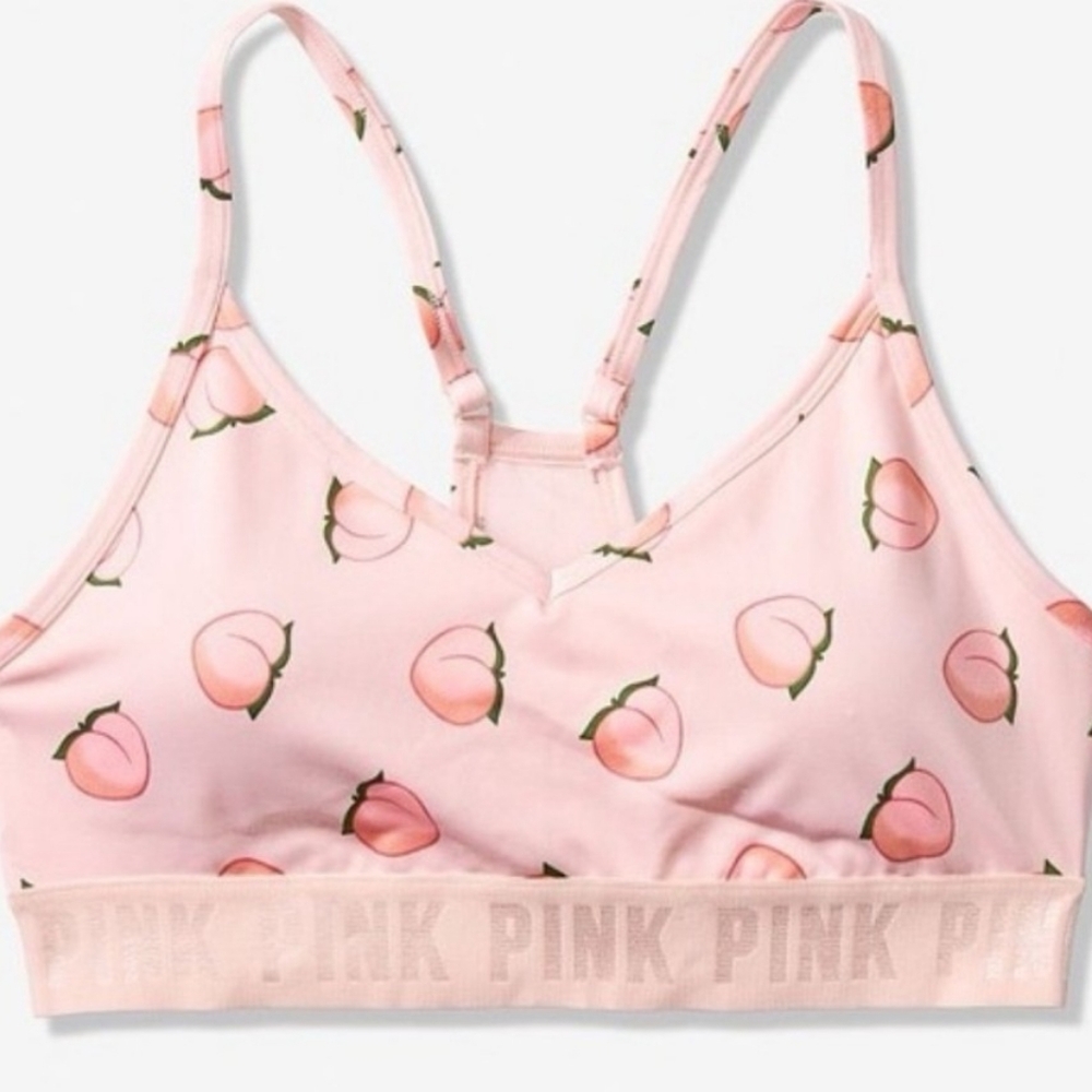 PINK Victoria's Secret Peach Print Sports Bra